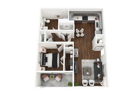 1 Bedroom floorplan at Union at Bluffs Run, Council Bluffs, IA